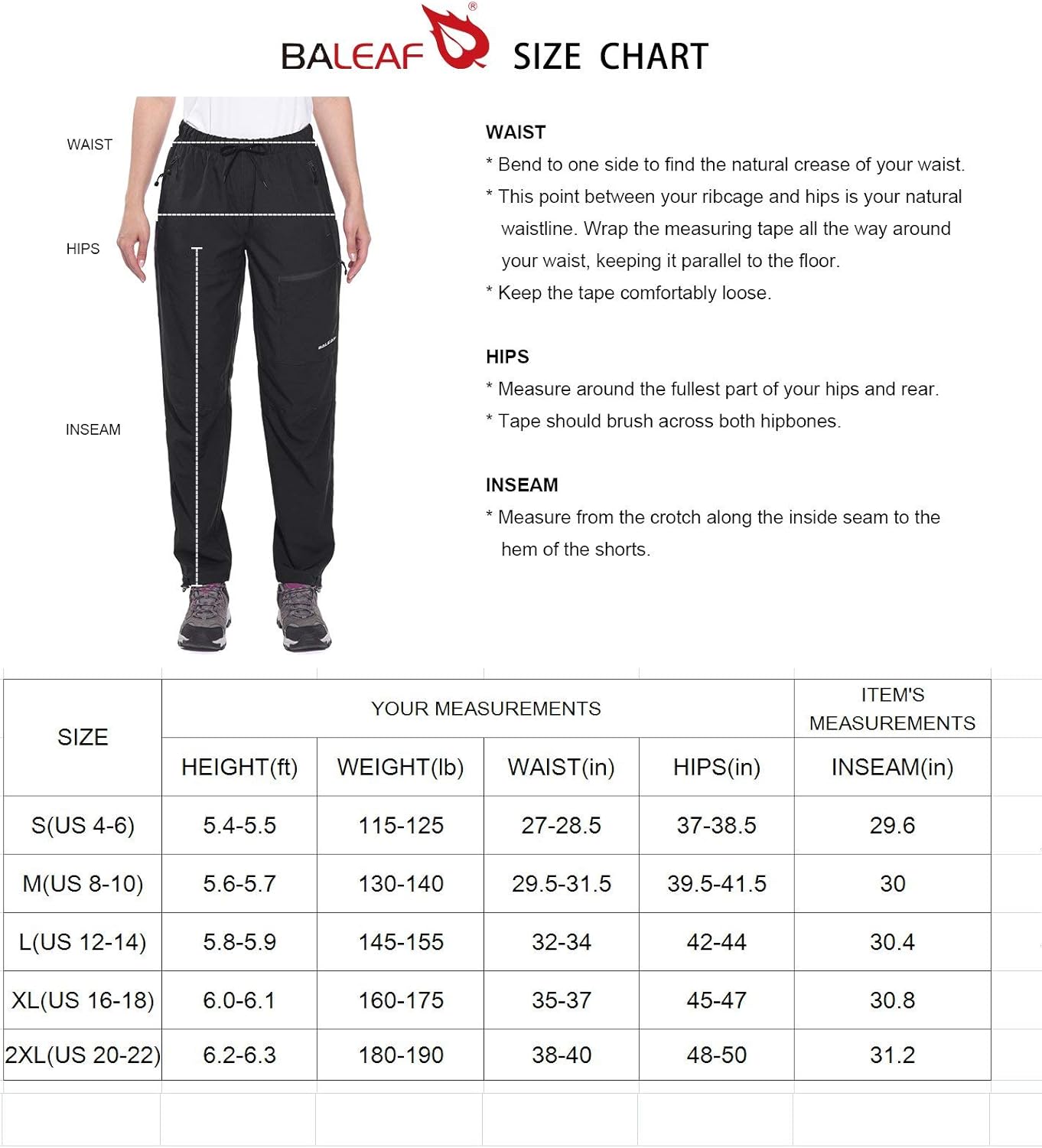 BALEAF Women's Hiking Cargo Pants Outdoor Lightweight Capris Water Resistant UPF 50 Zipper Pockets : Clothing
