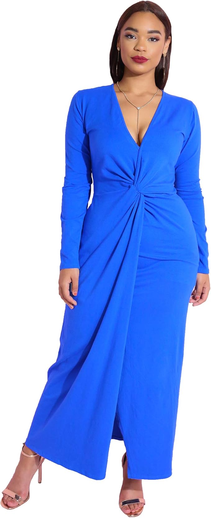 deep plunge maxi dress