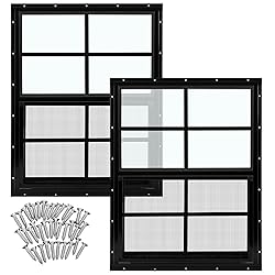 Tandefio 2 Pcs 18'' x 23'' Black Shed Window