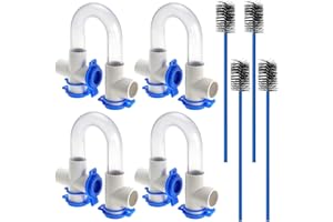 SEWEDER 4Pack 3/4" Standard Condensate Trap with 19" Cleaning Brush PVC Transparent U Trap for HVAC Systems, Air Conditioner, Effectively Drains Condensate