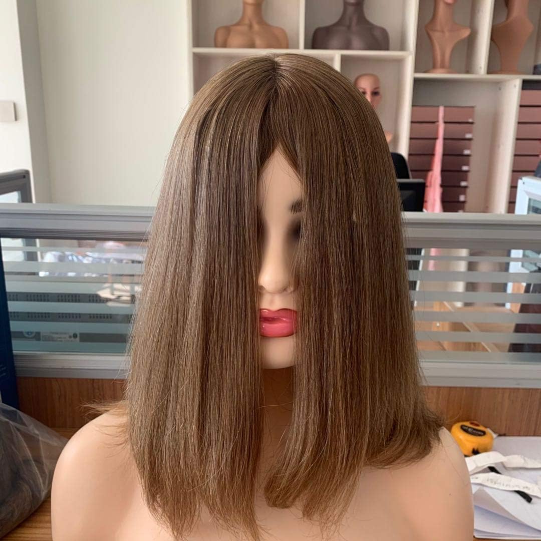 OLOKEY Kosher Wig Sheitels Natural Light Brown European hair 16inch Silk Top 4x4 Kosher Wig Jewish Hair Wig For Women
