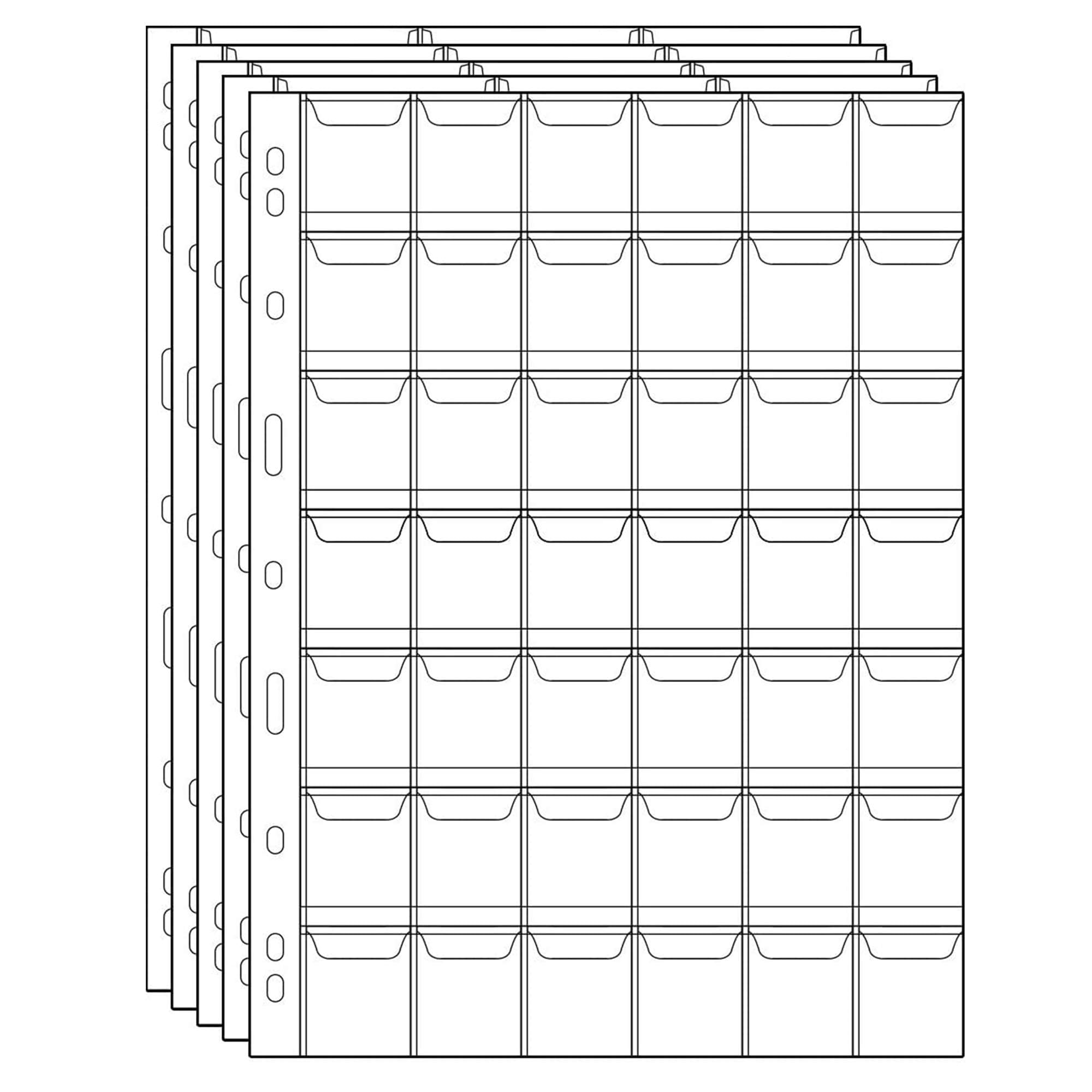 Uncle Paul Coin Collecting Sleeves 42 Pockets - 5 Sheets Standard 9-Hole Coin Storage Insert Pages CS03542