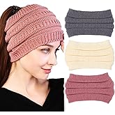 Woeoe Warm Winter Headbands Wide Crochet Knitted Headbands Stretchy Ear Warmen for Women