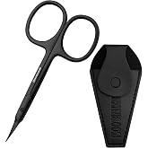 Precision Cuticle Scissors for Manicure, Pedicure, Eyebrow, and Eyelash Grooming - Extra Sharp Multi-Color Curved Cuticle Scissors with Black Storage Case for Men and Women (Black)