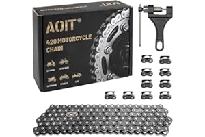 AOIT 420 Motorcycle Chain 132 Links - 420 Chain for 50 70 90 110 125cc 212cc TaoTao Coolster Apollo Baja Kazuma Chinese ATV, 420 Chain for Mini Bike Go Kart, Free Chain Breaker Included