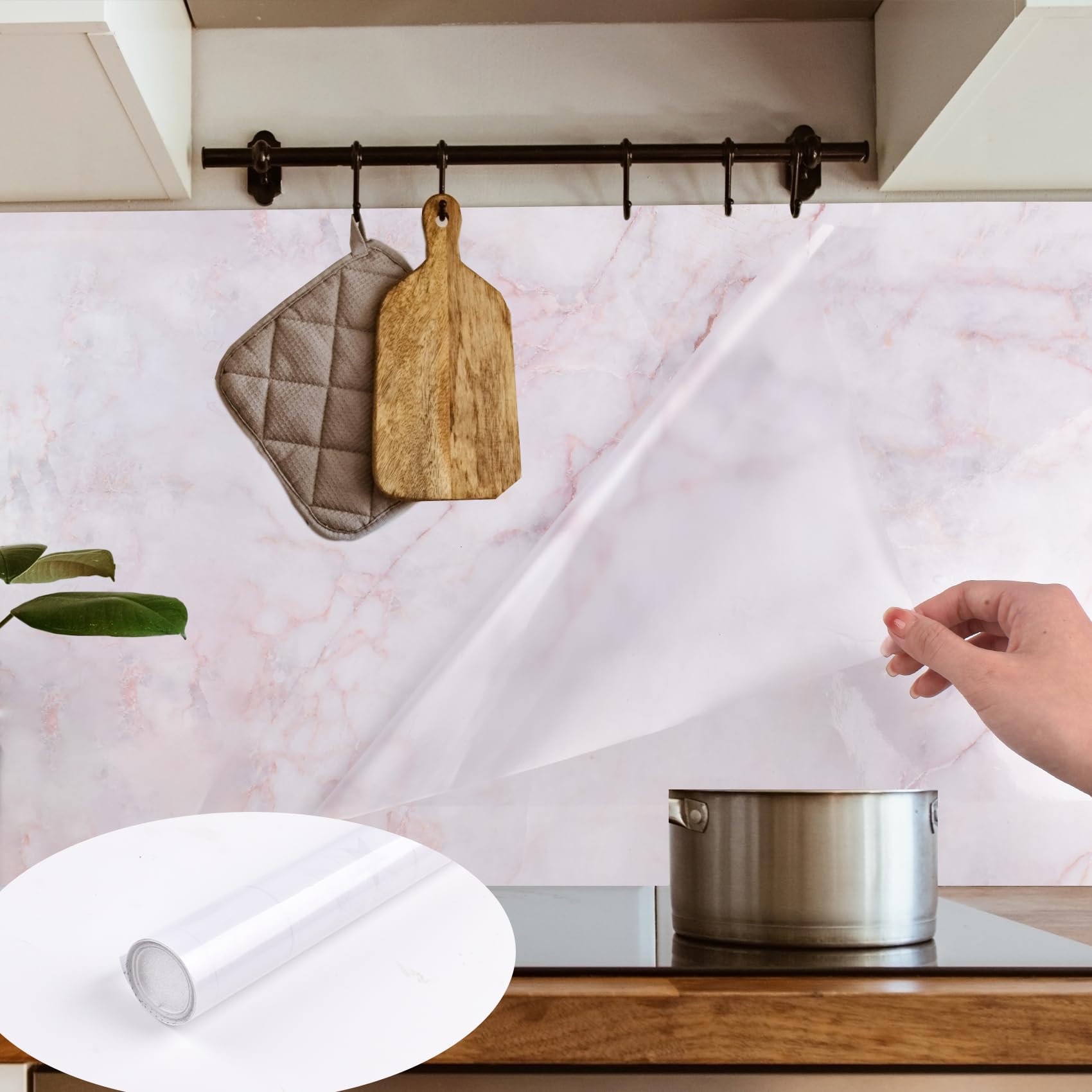 3PC Clear Sticky Back Plastic Roll, Kitchen Contact Paper Self Adhesive, 42 * 100cm, Wall Protector Self Adhesive for Kitchen Cupboards Doors Walls Wood Countertop