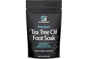 M3 NATURALS Tea Tree Oil Foot Soak and Epsom Salts for soaking | Foot Spa and Remedy for Athletes Foot, Stinky Feet, and Foot Soak for Dry Cracked Feet | Detox Foot Soak and Tea Tree Oil for Healthy Toenails 16oz