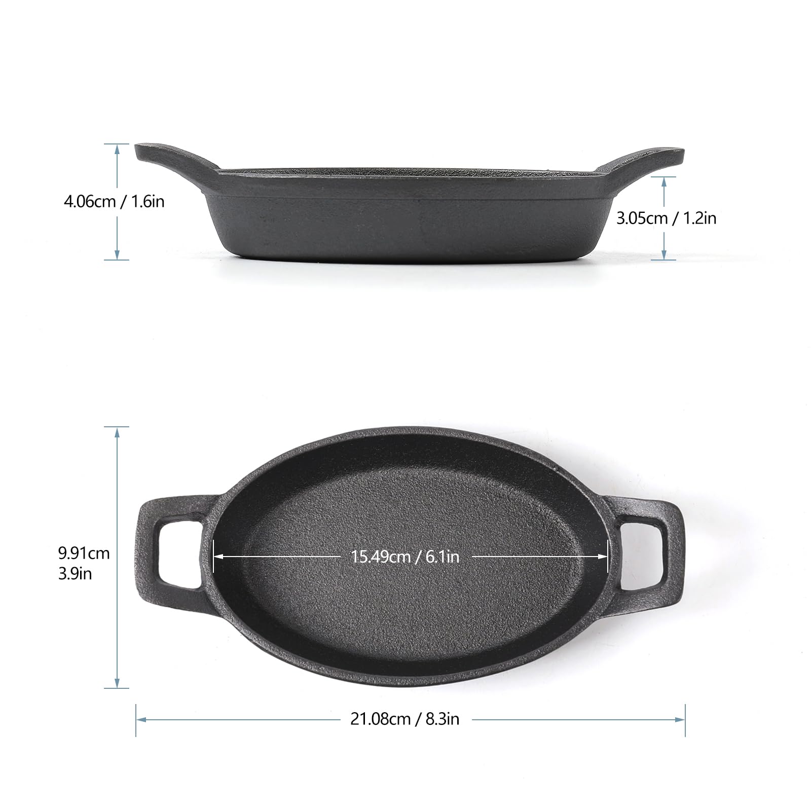 HAWOK Cast Iron Mini Oval Serving Dish 6.1 inchx 3.85 inch 8oz………