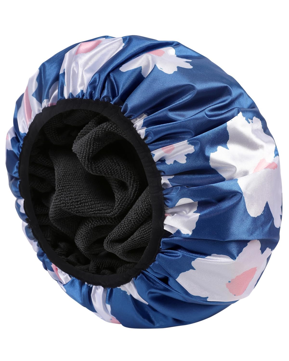 Reusable Triple Layer Bathing Cap, Extra Large Waterproof Shower Caps for Women, All Long Hair Bath Caps Adjustable Shower Cap for Women Girls Makeup Hair Care Elastic Hat Soft Bathing Cap (Blue)