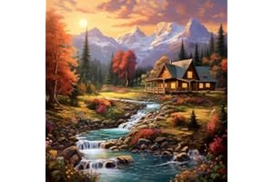 MOOHUE 14CT Counted Cross Stitch Kits for Adults Mountain Flowers Advanced Stamped Cross Stitch Kits for Adults (Mountain 6)