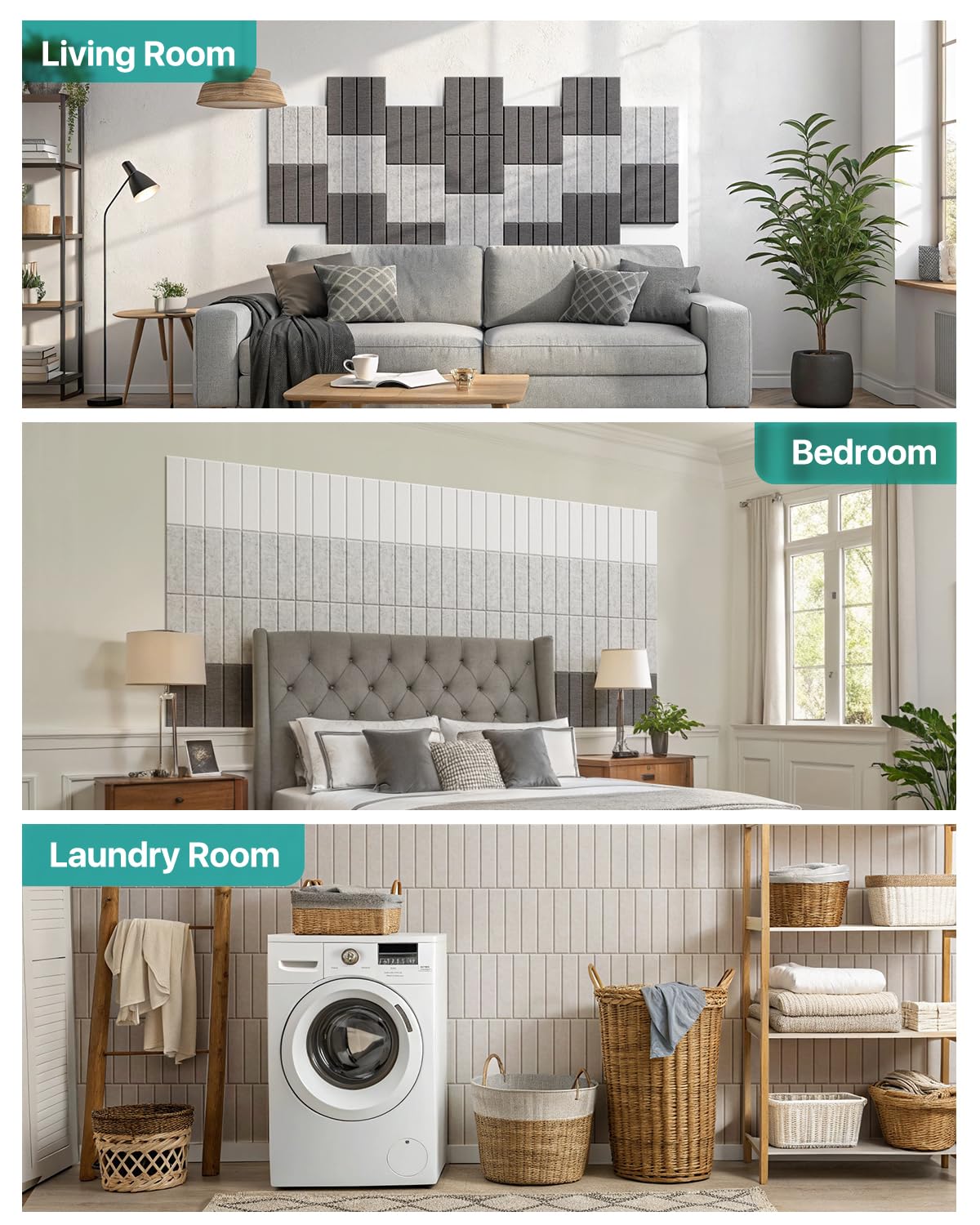 Soundsbay 12 Stück Akustikpaneele Selbstklebend, Akustikplatten aus Polyester zur Schalldämmung, 30×30×0.9cm, Schallschutz Schallabsorber für Effektive Akustikbehandlung und Stylische Wandgestaltung 7