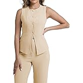 V VOCNI Suit Vest Tops for Women Waistcoat Dressy Casual Sleeveless Button Trendy Fashion Blazer Vest Top