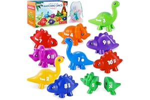 DIKAYI Matching Numbers Fine Motor Toy - Double-Sided Preschool Dinosaur Counting Learning Toy for Number Recognition Improvement, Montessori Educational Toys for Toddlers 18 Months and Up, Boys and Girls