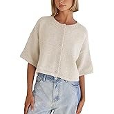 Springrain Cardigan Sweaters for Women Lightweight Knit Cropped Cardigan Button Up Solid Knitwear