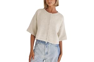 Springrain Cardigan Sweaters for Women Lightweight Knit Cropped Cardigan Button Up Solid Knitwear