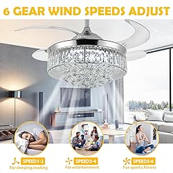 Panghuhu88 36" Invisible Ceiling Fan Chandelier