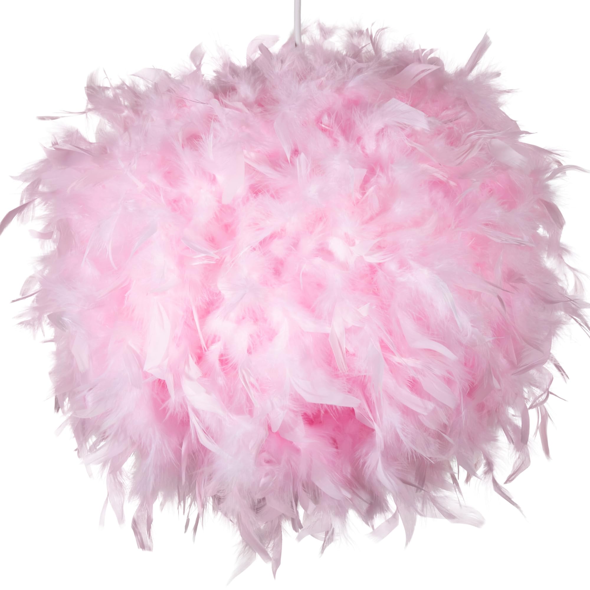 Klass Home Collection 40cm Pink Feather Light Shade for Pendant Ceiling, Table, Floor Lamp - Fluffy Lampshade for Living Room, Bedroom