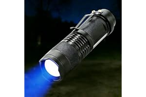 Small Handheld Flashlights LED Flashlight: 3 Modes Small Flashlight, Zoomable Portable Handheld Flash Light for Home Blue Lig