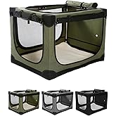 Veraste 30" L x 21" W x 21" H Collapsible Travel Dog Crate, Portable Soft Dog Kennel for Medium Dogs up to 45 lbs, 4-Door Fol
