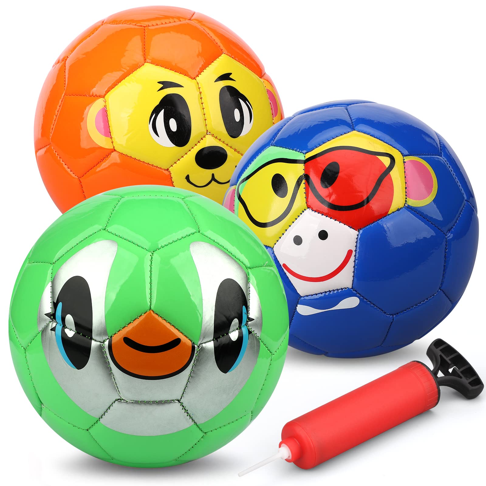Dilabnda Mini Soccer Balls for Kids Toddlers 6-12 Months, 6'' Bouncy Soccer Animal Footballs Sport Balls for Beach Garden, Soft Lightweight Football Power Ball Training for Children (3 PCS)
