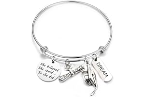 MYOSPARK Graduation Bracelet Gift She Believed She Could So She Did Bracelet inspirational Charm Bangle Gifts for Graduates