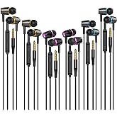 Wired Headphones with Microphone Pack of 6, in-ear Earbuds 3.5mm(Black) | Earphones Wired with Bass-heavy sound,Tangle-free design, Ergonomic in-ear style, and compatibility with all 3.5mm jacks