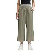 Hunter Womens Nvlt Women's Linen Smocked Waist Cropped Pant