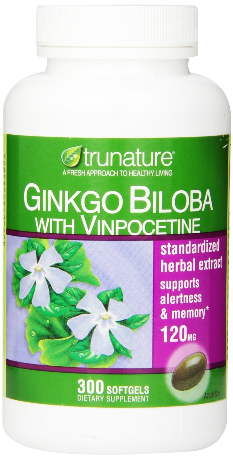 TruNature Ginkgo Biloba with Vinpocetine, 120 mg, 300