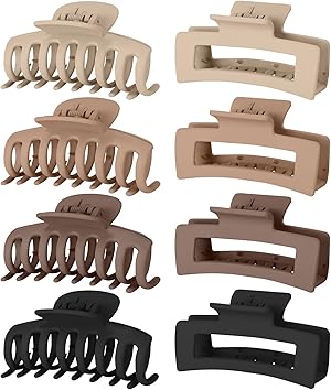 Lolalet 8 Stück Große Haarklammer, 8cm Haarspangen für dickes Haar Rutschfestes Haar Jaw Clips Haarstyling-Zubehör für Frauen Mädchen -Muster E