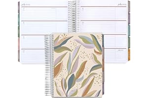 Erin Condren 7x9 Coiled Life Planner (July 2024 - December 2025) - Gilded Palms Classic Cover, Horizontal Layout, Bold Blooms Theme, Platinum Coil