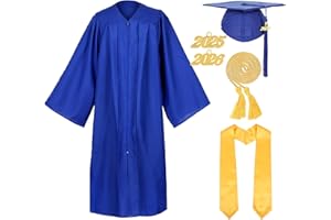Erligo Unisex Matte Graduation Cap and Gown with Stole Honor Cords Set for High School College Bachelor