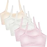 FreeNFond Girls Padded Training Bra for 8-10, CottonTraining Bras for Girls 10-12 with Removable Padding, 5 Pack