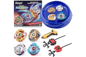 YUMGK Bey Battling Top Burst | Burst Evolution Combination Series 4D | Set of 4 Fighter Gyroscope 4D Fusion Model | 2 Launcher and 1 beystadium