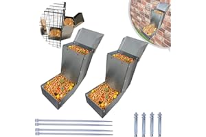 2Pcs Sainless Steel Gravity Rabbit Feeder - Outdoor Small Animal Feeder with Lid, Durable Auto pet Food Trough Holds Several 