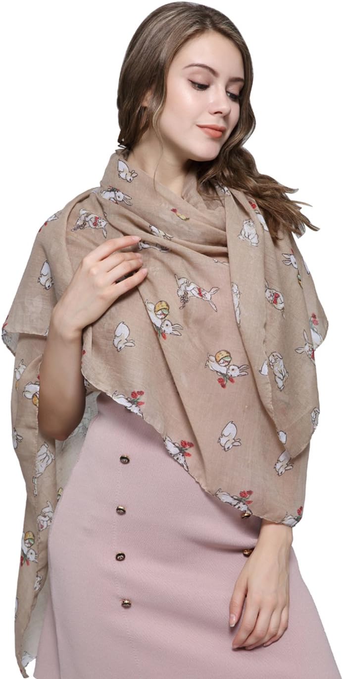 NEW Ladies Woman's Easter Animal Bunnies Adorable Baby Rabbit Print Scarf