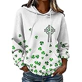 St Patricks Day Sweatshirt for Women Funny Shamrock Print Hoodie Casual Cute St. Patrick's Day Long Sleeve Shirt