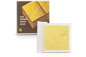 KINGBOOM G KINGBOOM 24 Karat Edible Gold Leaf Sheets, 1.7×1.7 inches Genuine Gold Leaf, 10 Sheets Gold foil for Cupcakes,Candies,Chocolates and Skin Care