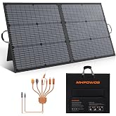 110W Portable Solar Panel for Power Station IP67 Waterproof Solar Charger | 23.5% Efficiency 20V Output Mono Foldable Solar Panel with Kickstands for Outdoor Camping RV Off-Grid Emergency Power
