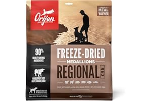 ORIJEN Grain Free High Protein Freeze Dried Dog Food & Topper Regional Red Recipe 16oz Bag