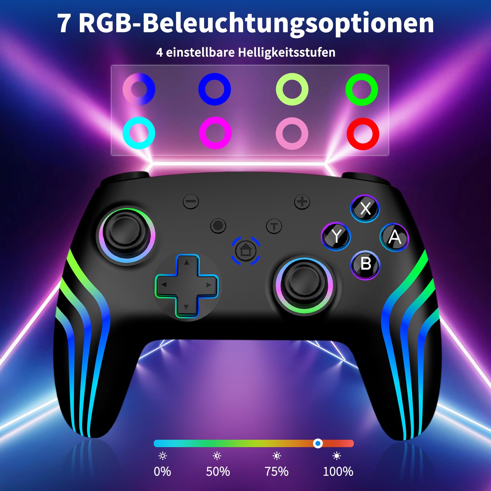 Reddening Switch 2 Controller 2 Stück mit Ladestation, Switch Controller für Switch 2/Switch/Lite/OLED/PC, Switch 2 Pro Controller mit RGB/Wake-up/Gyro-Achse/Dual-Vibration/Turbo/Screenshot 7