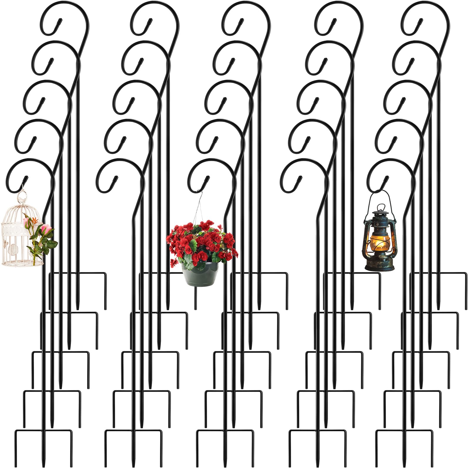 Photo 1 of Therwen 24 Pack Shepherds Hooks for Outdoor, 32 Inch Bird Feeder Pole for Outside, Adjustable Heavy Duty Shepherd Hooks for Hanging Plants Baskets, Solar Lights, Lanterns, Weddings, Garden Decoration