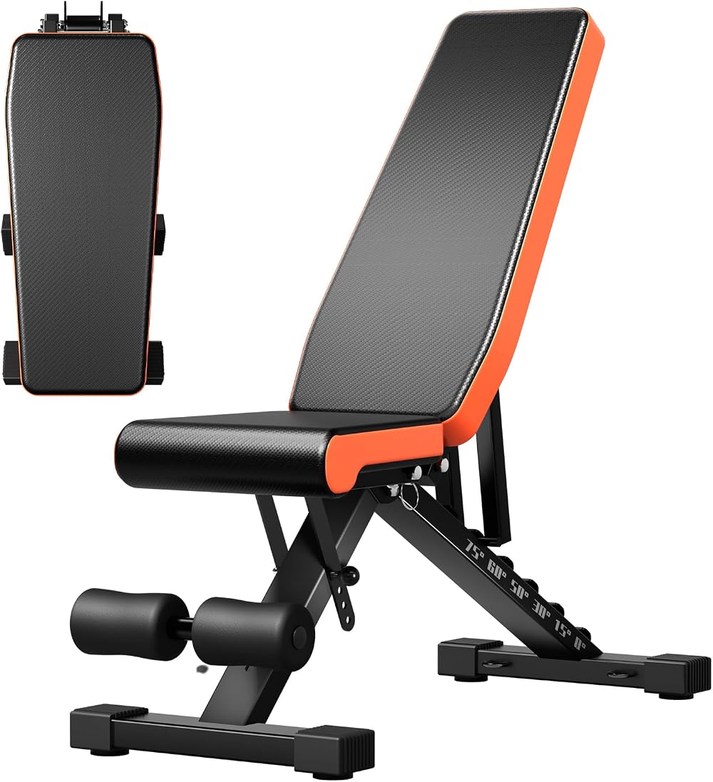 Panana Foldable Weight Bench Adjustable Backrest 75° Incline Decline Home Gym