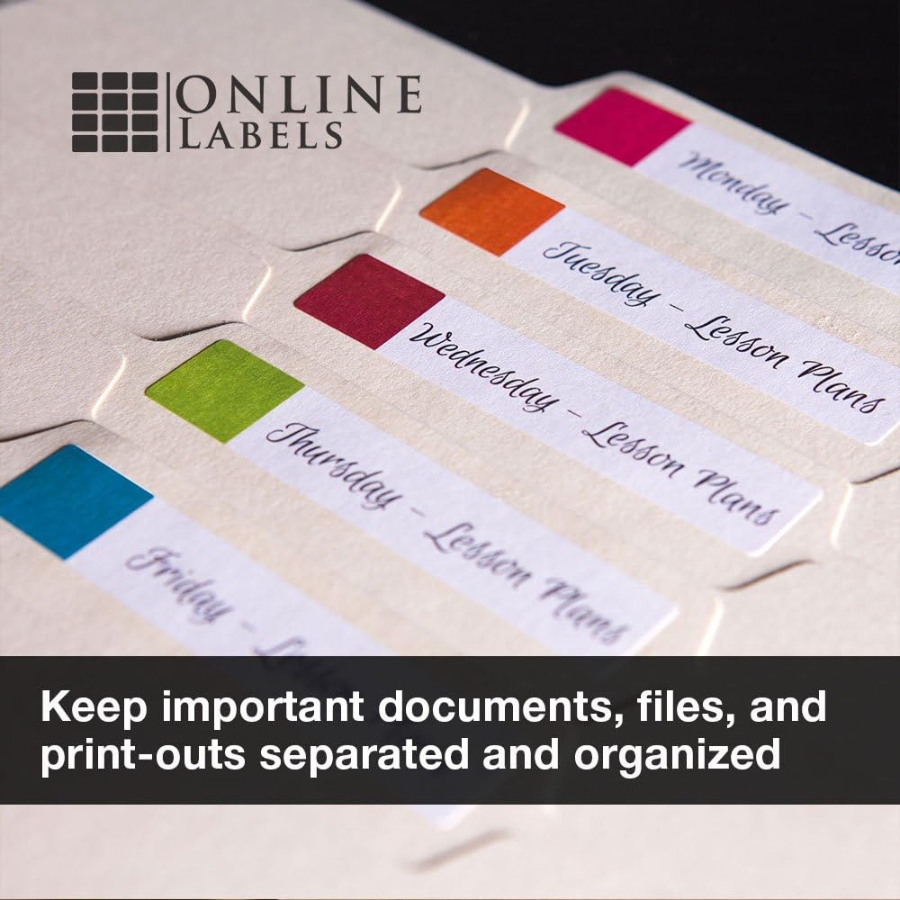 3.434 x 0.667 File Folder Labels - Pack of 3, 000 Labels, 100 Sheets - Inkjet/Laser Printer - Online Labels : Office Products