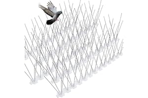VALIBE Bird Spikes for Pigeons Small Birds Stainless Steel 200 feet Coverage Outdoor Use Bird Deterrent Strips Devices for Fence Crows Woodpeckers with 304 Stainless Steel Pins and Plastic Base Flexible Use