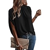 Verdusa Women's Tie Back Dolman Sleeve Blouse Top Casual Dressy Mock Neck Going Out Tops