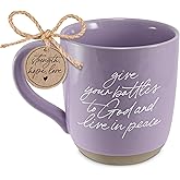 Lighthouse Christian Products Inspirational Coffee Cup Drinking Mug 18 Ounce Ceramic Give Your Battles to God