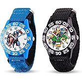 Marvel Superhero 2-Pack Watch Set for Kids Ages 4–7 – Featuring Captain America Shield and Hulk Dial Designs – Blue and Black Bezels with Matching Nylon Straps – GET 2 Mystery Bonus Watches