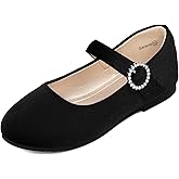 PANDANINJIA Sarena Girls Dress Shoes Rhinestone Flower Girl Ballerina Ballet Flats Mary Jane Wedding Party School Shoes for Toddler Little Kid Big Kid