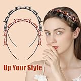 ASIRYVA 2 Pcs Clip Headbands Black Brown Non-Slip Multi-Layer Hairpins view 5