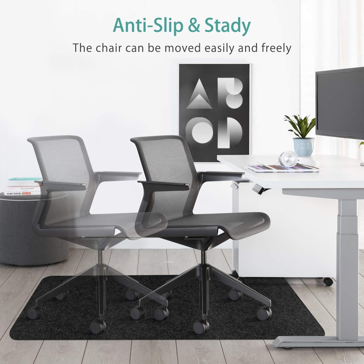 Office Chair Mat, Upgraded Version - Office Desk Chair Mat for Hardwood Floors, 1/6" Thick 55"x35" Hard Floor Protector Mat, Multi-Purpose Chair Carpet for Home (Black) : Office Products